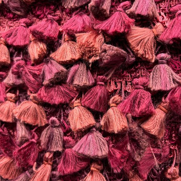 Dransfield & Ross Throw Pillow Plum Burgundy Red Pink Tassel Feather Down Insert - Picture 4 of 6